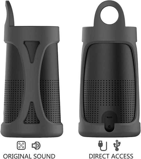 Geekria Silicone Speaker Case Cover for Bose SoundLink Revolve, Protective Waterproof Skin with Keychain Hook