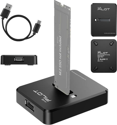 M.2 NVMe & SATA to USB C Docking Station - Adapter for M.2 SSDs, Size 2280 2260 2242 2230