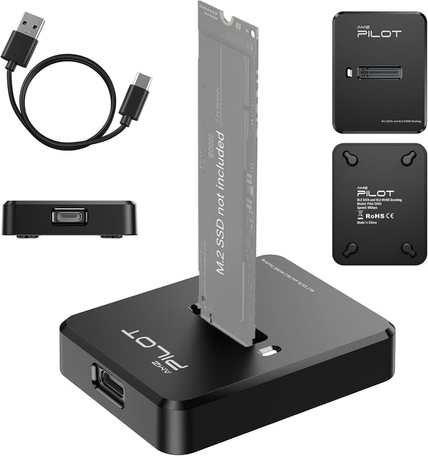 M.2 NVMe & SATA to USB C Docking Station - Adapter for M.2 SSDs, Size 2280 2260 2242 2230