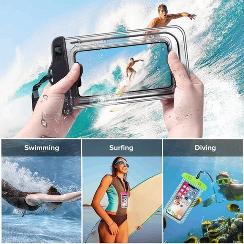 Luminescent Waterproof Phone Case, 7.1" Ultra-Durable Deep Dive Protection, Fits All Smartphones, Fuchsia