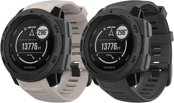 MoKo 2 Pack Silicone Watch Strap for Garmin Instinct Esports/Solar/Tactical, Adjustable Replacement Band (Graphit