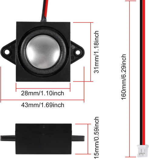 Shutao 1Pcs 3W 4 3 JST-PH2.0 Ohm Mini Loudspeakers Watt Interface Micro Speaker for Arduino, Small Electronic Projects