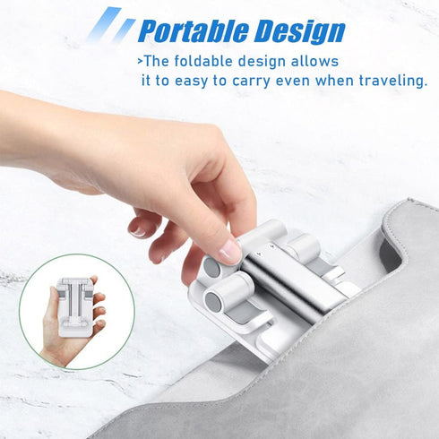 Cell Phone Stand, Adjustable Height Angle Holder with Silicon Pad for Desk, Fully Foldable Mobile Phone Holder