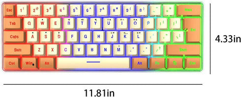 Lovskoo 61 60 Keys Gaming Keyboard Wired Mechanical Keyboard Percent Keyboard Portable Light Up Keyboard for Computer