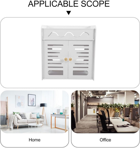 White PVC Router Storage Box: Cable Organizer Modem Cover Decorative Box for Home and Office Router Storage Rack