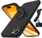 iPhone 15 Plus Case - Black, Slim Liquid Silicone, Shockproof, Anti-Scratch, with 360° Rotatable Ring Holder & Lanyard.