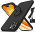 iPhone 15 Plus Case - Black, Slim Liquid Silicone, Shockproof, Anti-Scratch, with 360° Rotatable Ring Holder & Lanyard.