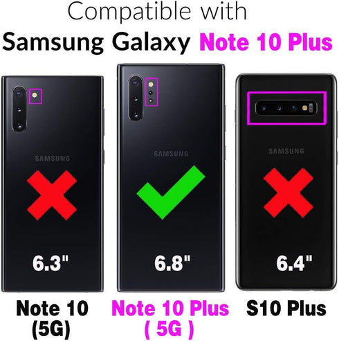 Furiet Detachable Crossbody Wallet Case for Samsung Galaxy Note 10 Plus, Multi Card Slots, Leather Cover - Black