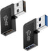USB 3.0 90 Degree Left Right Angle USB-A Male to Female Adapter Extender Connector, USB Extension Adapter 2 Pcs for