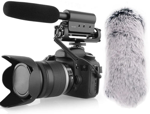 SGC-598 3.5mm Interview Shotgun Microphone with Windscreen Muff, Cardioid Directional Mic for DSLR Cameras