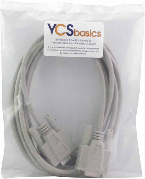YCS basics 10 Foot DB9 9 Pin Serial / RS232 Male/Female Extension Cable