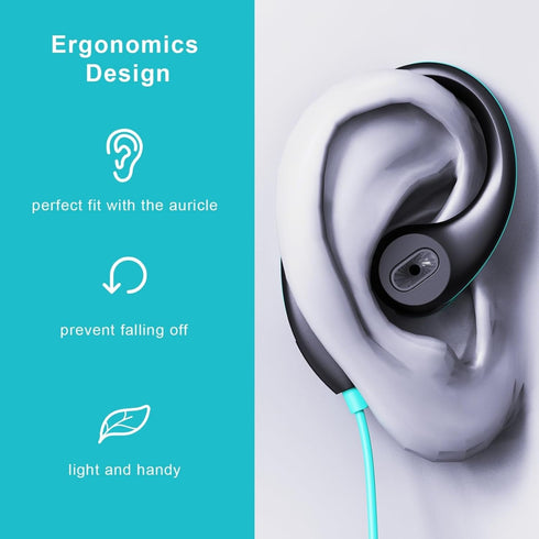 mucro R12 Sports Stereo Wired Earphones, Ear Hook Earbuds with Microphone, Half in Ear Type Over-Ear Buds Headphones