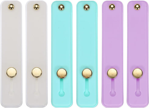 MECCANIXITY 6Pcs Phone Loop Finger Holder, Silicone Grip Stand for Most Smartphones, White, Green, Blue, Purple