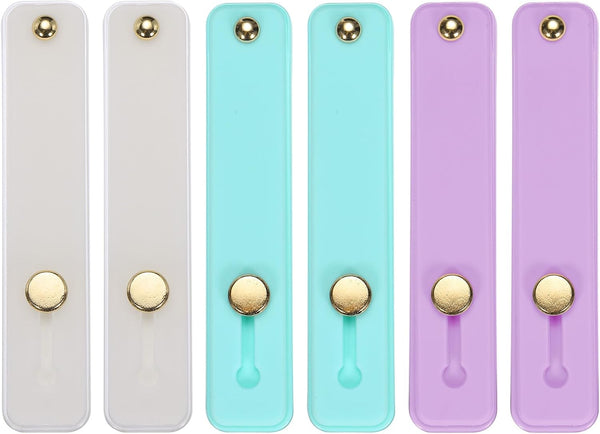MECCANIXITY 6Pcs Phone Loop Finger Holder, Silicone Grip Stand for Most Smartphones, White, Green, Blue, Purple