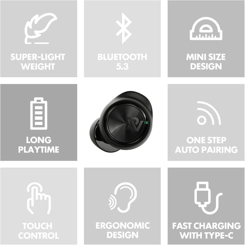 PALOVUE Wireless Earbuds, in-Ear Earphones with Bluetooth 5.3, Built-in Mic, Deep Bass Stereo for Sport/Work