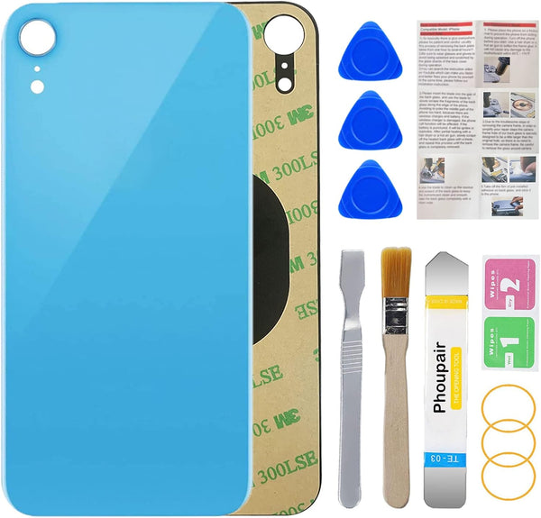 OEM Rear Back Glass Replacement for iPhone XR 6.1 Inches with Professional Repair Tool Kit (Blue)