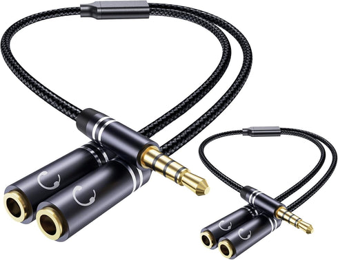 2 Pack 3.5mm Headphone Splitter, Hi-Fi Sounds Extension Cable Audio Stereo Y Splitter, Male to 2 Female