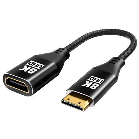 8K Mini HDMI to HDMI Adapter, Mini HDMI Male to HDMI Female