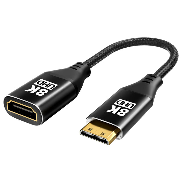 8K Mini HDMI to HDMI Adapter, Mini HDMI Male to HDMI Female
