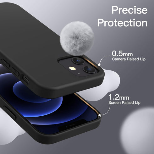 JETech Silicone Case for iPhone 12 Mini 5.4-Inch, Silky-Soft Touch Full-Body Protective Case, Shockproof Cover (Black)