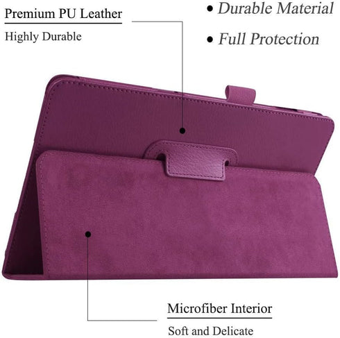 Premium PU Leather Folio Case for Galaxy Tab A 10.1 (2016 NO S Pen Version), Purple | Smart Stand Cover for Samsung