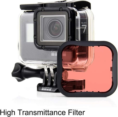 Waterproof Housing Case with Dive Filter for GoPro Hero 7 Black, Hero 6 Black, Hero 5 Black, 45 Meters Underwater