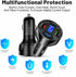 66W Multi Port Car Charger Adapter with Voltage Monitor, 4 USB QC3.0 Super Fast Charge Cigarette Lighter Charger