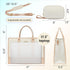 LOVEVOOK 17 Inch Laptop Bags for Women, Waterproof Work Tote Bag with Clutch, Quilted Beige & Brown