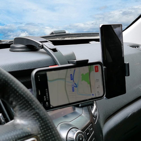 Dual Car Phone Mount, Adjustable Phone Holder for Car Dashboard, Compatible with 3.5 to 6.8 inch Smartphones