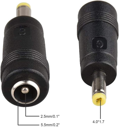 10Pcs Black Male Plug to Female Jack DC Power Connector, 4.0x1.7 mm to 5.5x2.5mm