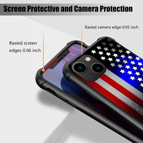 ZHEGAILIAN iPhone 15 Plus Case, 6.7-inch, Shock-Proof Plexiglass, Cut American Flag Design, Compatible with iPhone 15