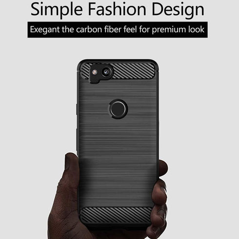 Slim Case for Google Pixel 2 XL, Thin Soft Flexible TPU Rubber Gel Skin, Anti-Scratch Shock Absorption, Brushed Black