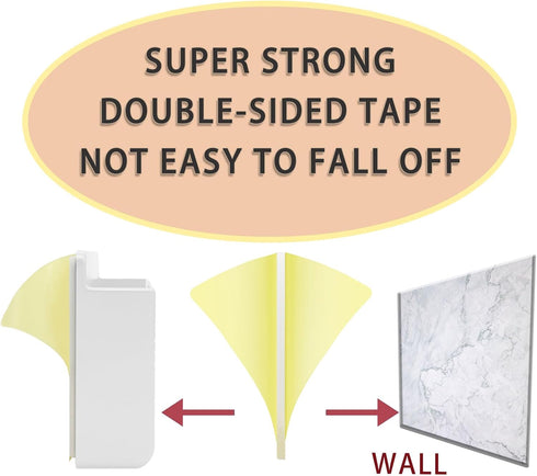 2 Pcs Wall Mount Phone Holder - 3M Adhesive Phone Stand with Data Cable Receiving Hole for Bedroom, Kitchen, Office
