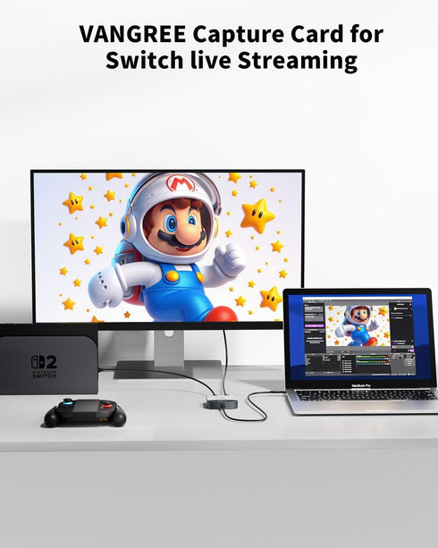 VANGREE 4K 3.0 1080P 60FPS 2/PS5/Xbox/OBS/Camera/PC Capture Card for Nintendo Switch, Audio Video Capture Card, USB C