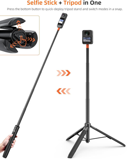 Cakrurt 53.5" Insta360 X5/X4/X3/GO 3s, 360/Pocket 3, Sphra360, 2-in-1 Extendable Selfie Stick Tripod for DJI Osmo Xtra