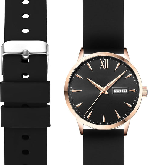 2 Pcs Quick-Release Silicone Watch Bands, Waterproof Soft Straps with Stainless Steel Buckle for Smart Watch