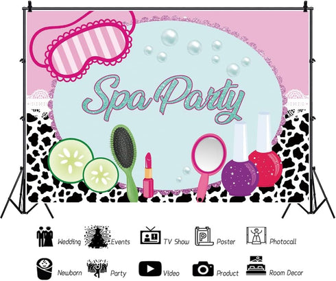 DORCEV 7x5ft Spa Party Decorations for Girls Spa Party Backdrop Sweet Pink Party Background for Photography Makeup