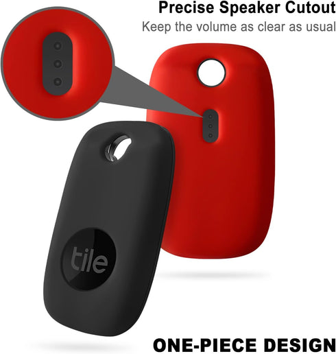Geiomoo Silicone Case for Tile Pro 2022 Tracker - Soft Flexible Scratch Resistant Cover with Carabiner (2 Pack Red +