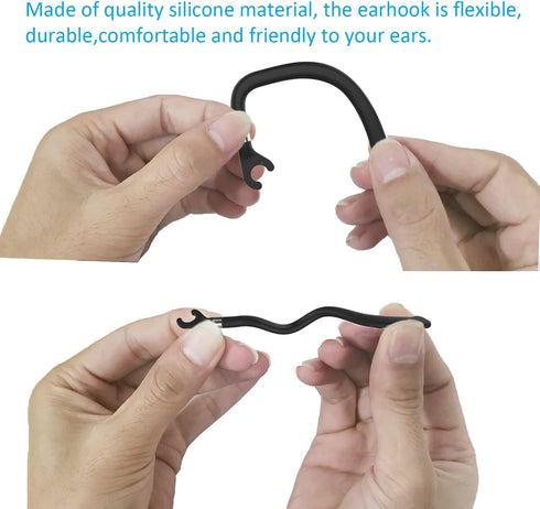 Replacement Ear Hooks for Earpiece, AMZLUV Solf Silicon Flexible Earpiece Clamp/Ear Loop Clips for Single-Ear Bluetooth Headset, Compatible with New Bee, Plantronics, and Other Brands-Set of 3 (Black)