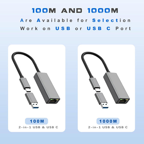 USB Ethernet Adapter, USB C Hub for Mac Tablets PC, 10 Gigabit Ethernet Adapter for MacBook Pro/Air