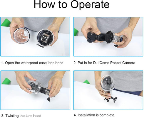 Waterproof Housing Case for DJI Osmo Pocket Camera, 60m / 196.8ft Underwater Housing Compatible for DJI OSMO
