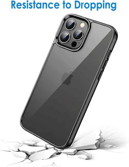 JETech iPhone 13 Pro Max Case 6.7-Inch, Non-Yellowing Shockproof Bumper Cover, Anti-Scratch Clear Back (Black)
