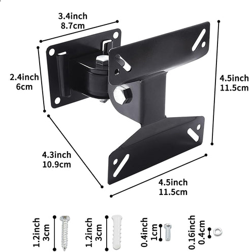 TV Monitor Wall Mount Bracket with Swivel Articulating for Most 14-24 Inch LED LCD Flat Screens TVs, Max VESA 75x75mm to 100x100mm up to 35 lbs/15kg, Black Wall Mount TV Bracket