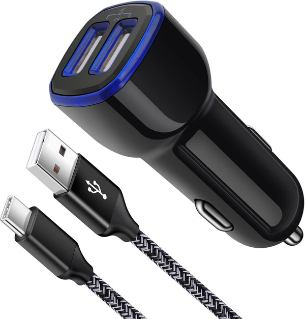 Samsung Car Charger Fast Charging Type C USB C Cigarette Lighter Adapter Plug with Cable for Galaxy A13 5G/A03s/S23/S22