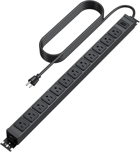 HHSOET 360° Rotating 12 Outlet Mountable Power Strip - Heavy Duty Wall Mount Surge Protector with Switch