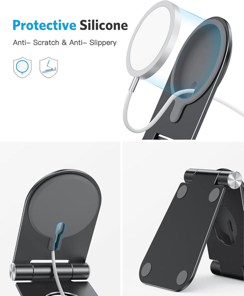 OMOTON Stand for MagSafe Charger, Foldable Phone Holder for MagSafe Accessories, Compatible with iPhone 16/15/14/13/12