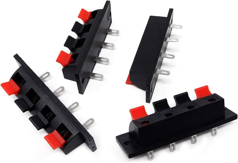 Honbay 4PCS 4 Pin Speaker Terminal Block, 4 Position Amplifier Spring Jointing Clamp Test Clip Connector Plate