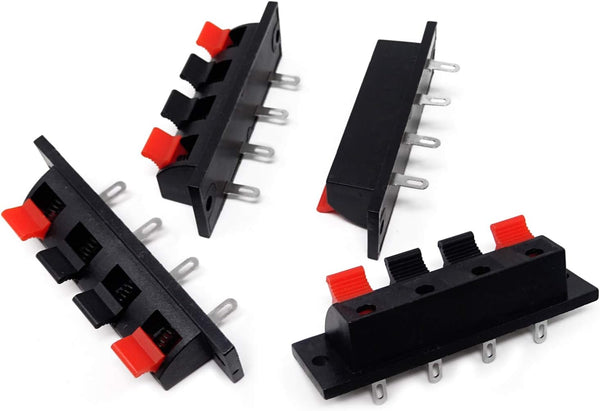 Honbay 4PCS 4 Pin Speaker Terminal Block, 4 Position Amplifier Spring Jointing Clamp Test Clip Connector Plate