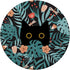 Black Cat in Botanical Flowers, Green Floral Pattern Cute Cat PopSockets Standard PopGrip