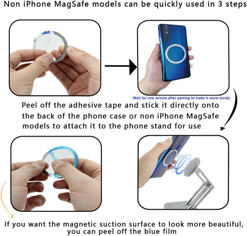Magnetic Phone Stand for Desk, Heightened Adjustable Foldable, Compatible with iPhone 15/14/13/12 All Series